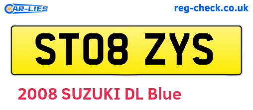 ST08ZYS are the vehicle registration plates.