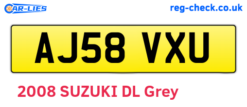 AJ58VXU are the vehicle registration plates.