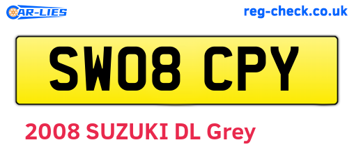 SW08CPY are the vehicle registration plates.