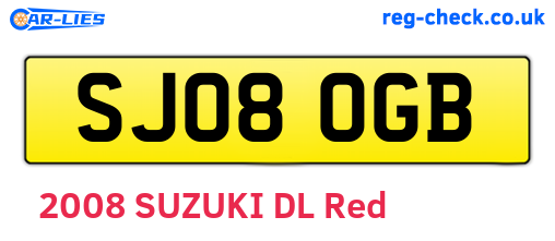 SJ08OGB are the vehicle registration plates.