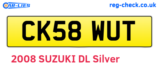CK58WUT are the vehicle registration plates.
