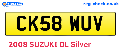 CK58WUV are the vehicle registration plates.