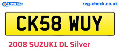 CK58WUY are the vehicle registration plates.