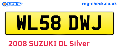 WL58DWJ are the vehicle registration plates.