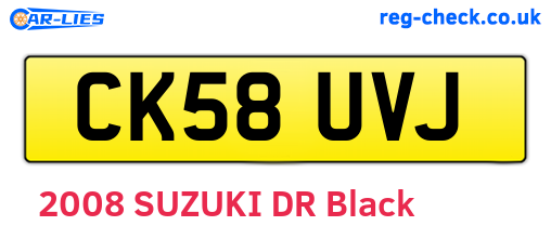 CK58UVJ are the vehicle registration plates.