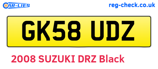 GK58UDZ are the vehicle registration plates.