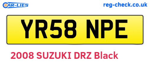 YR58NPE are the vehicle registration plates.