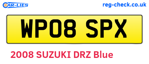 WP08SPX are the vehicle registration plates.