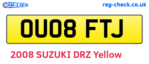 OU08FTJ are the vehicle registration plates.