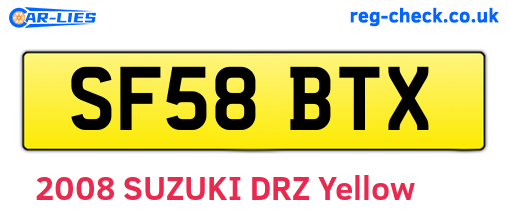SF58BTX are the vehicle registration plates.