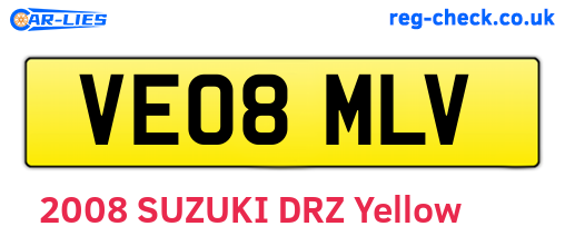 VE08MLV are the vehicle registration plates.