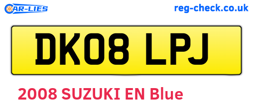 DK08LPJ are the vehicle registration plates.