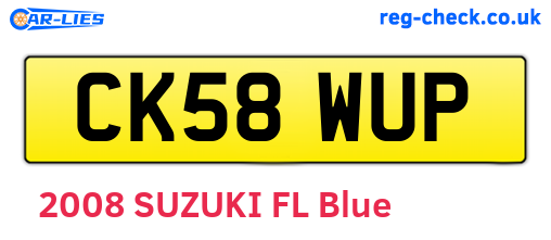 CK58WUP are the vehicle registration plates.