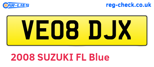 VE08DJX are the vehicle registration plates.