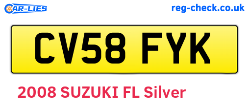 CV58FYK are the vehicle registration plates.