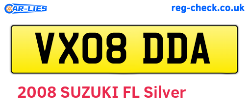VX08DDA are the vehicle registration plates.