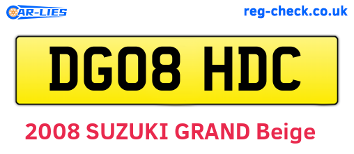 DG08HDC are the vehicle registration plates.