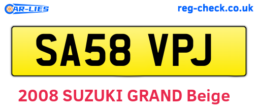 SA58VPJ are the vehicle registration plates.