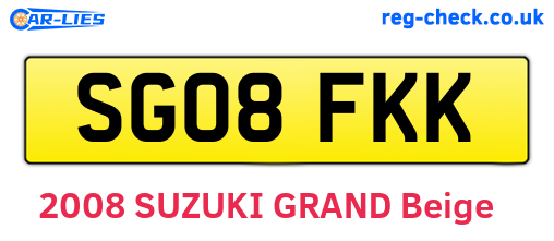 SG08FKK are the vehicle registration plates.