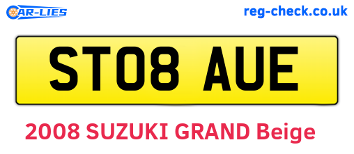 ST08AUE are the vehicle registration plates.