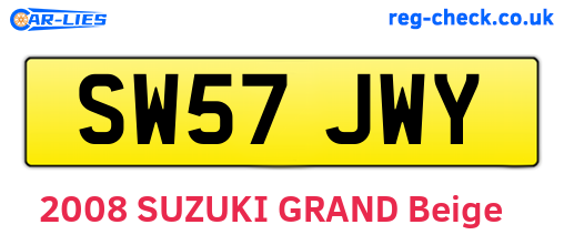 SW57JWY are the vehicle registration plates.