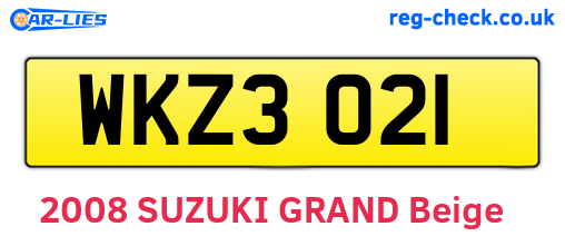 WKZ3021 are the vehicle registration plates.