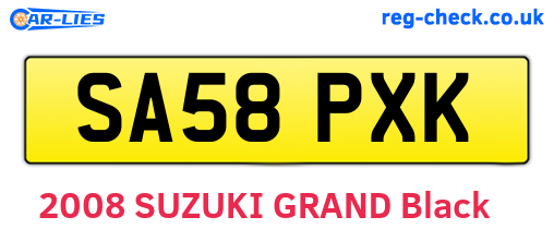 SA58PXK are the vehicle registration plates.