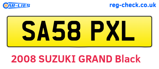 SA58PXL are the vehicle registration plates.