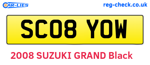 SC08YOW are the vehicle registration plates.