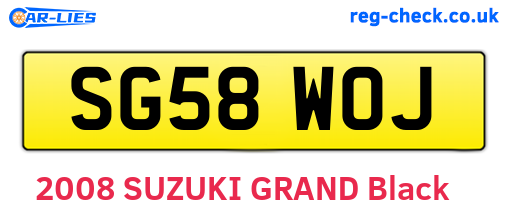 SG58WOJ are the vehicle registration plates.