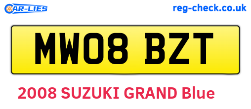 MW08BZT are the vehicle registration plates.