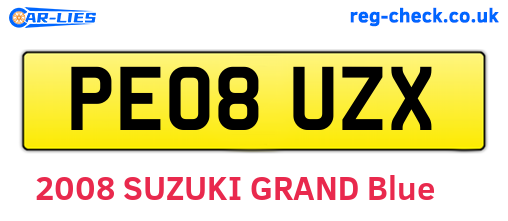 PE08UZX are the vehicle registration plates.