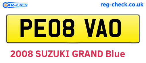 PE08VAO are the vehicle registration plates.