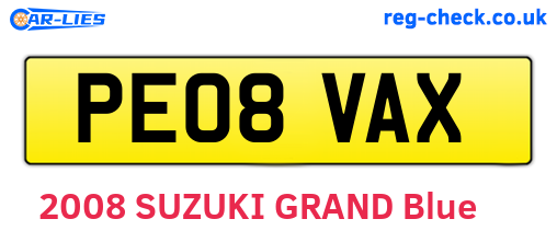 PE08VAX are the vehicle registration plates.