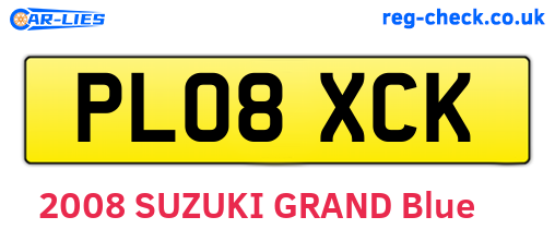 PL08XCK are the vehicle registration plates.