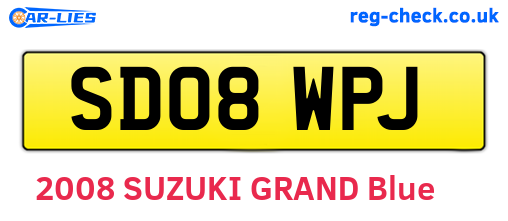 SD08WPJ are the vehicle registration plates.