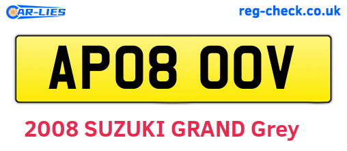 AP08OOV are the vehicle registration plates.