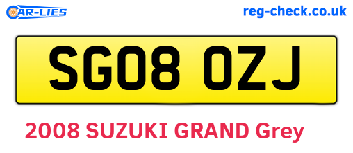 SG08OZJ are the vehicle registration plates.