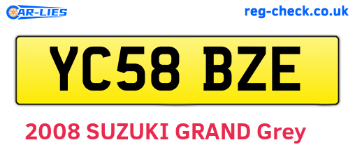 YC58BZE are the vehicle registration plates.