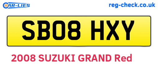 SB08HXY are the vehicle registration plates.