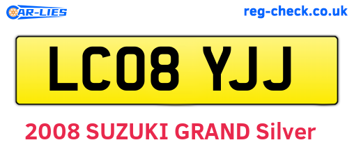 LC08YJJ are the vehicle registration plates.