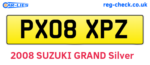 PX08XPZ are the vehicle registration plates.