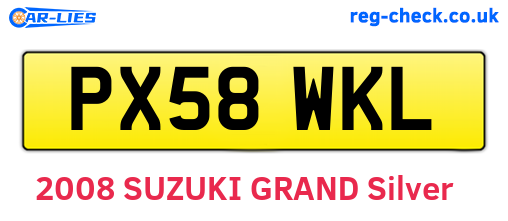 PX58WKL are the vehicle registration plates.
