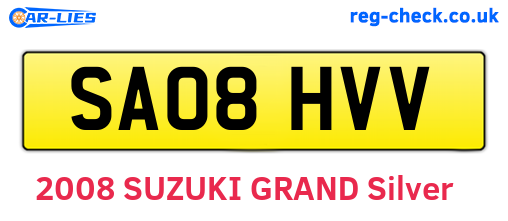SA08HVV are the vehicle registration plates.