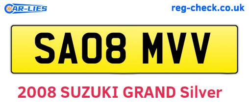 SA08MVV are the vehicle registration plates.