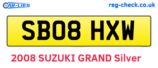 SB08HXW are the vehicle registration plates.