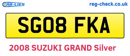SG08FKA are the vehicle registration plates.