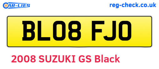 BL08FJO are the vehicle registration plates.