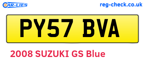 PY57BVA are the vehicle registration plates.