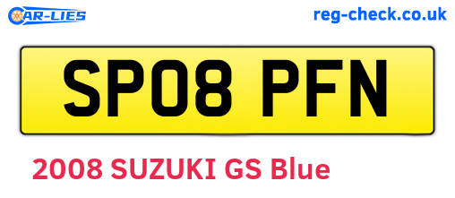 SP08PFN are the vehicle registration plates.